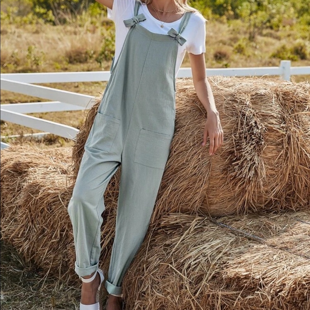 Mint green overall jumpsuit